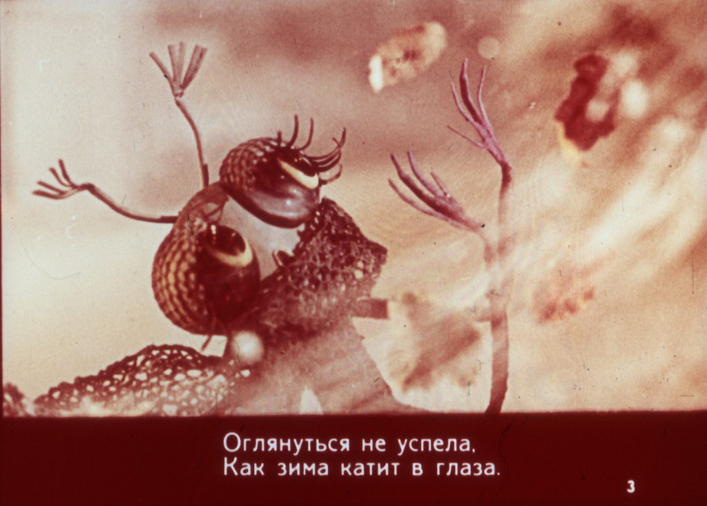 Кадр 3 диафильма «Стрекоза и муравей»