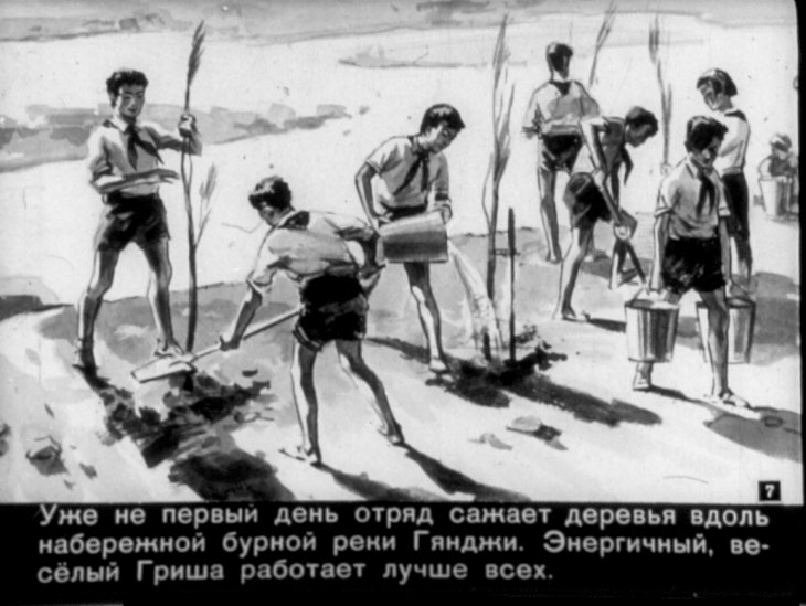 Кадр 7 диафильма «Пионер Гриша Акопян»