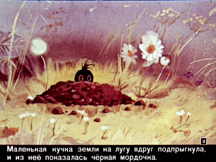 Кадр 3 диафильма «Про маленького крота и его костюмчик»