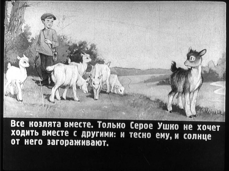 Кадр 3 диафильма «Козленок Серое Ушко»