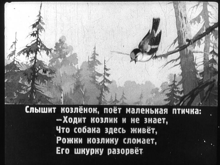 Кадр 6 диафильма «Козленок Серое Ушко»