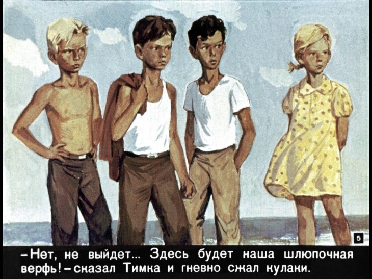 Кадр 5 диафильма «Мальчик и чайка»