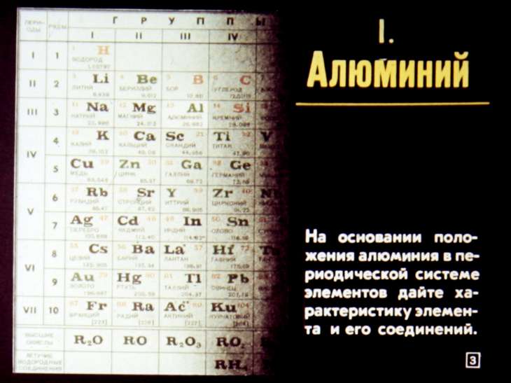 Кадр 3 диафильма «Алюминий - элемент третьей группы»