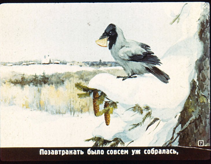 Кадр 7 диафильма «Ворона и лисица»
