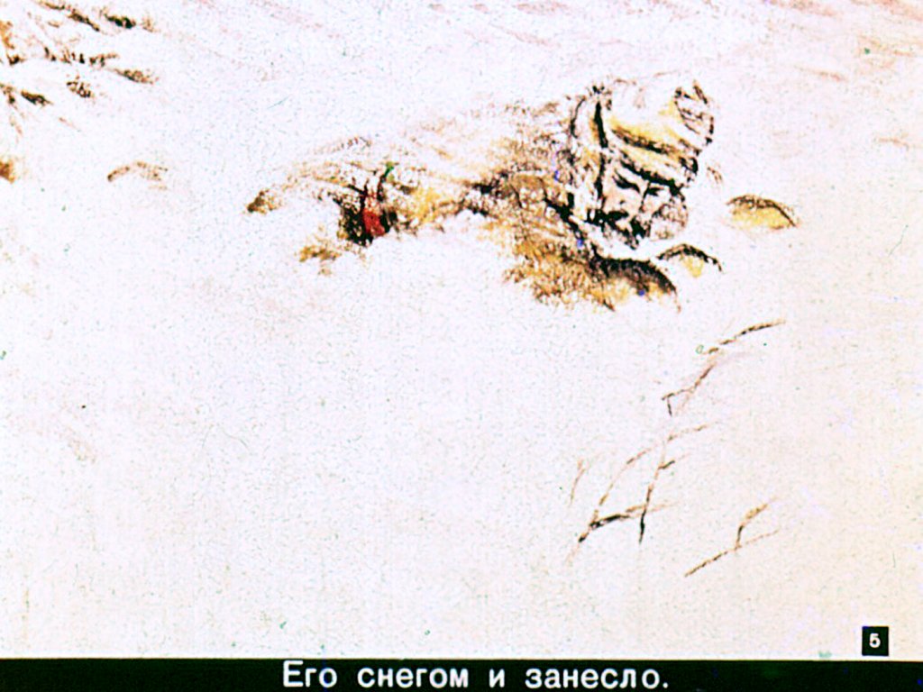 Кадр 5 диафильма «Человек под снегом»