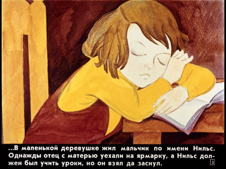 Кадр 3 диафильма «Чудесное путешествие Нильса с дикими гусями. Диафильм 1»