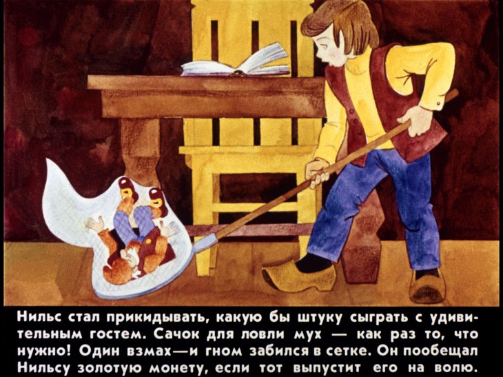 Кадр 6 диафильма «Чудесное путешествие Нильса с дикими гусями. Диафильм 1»