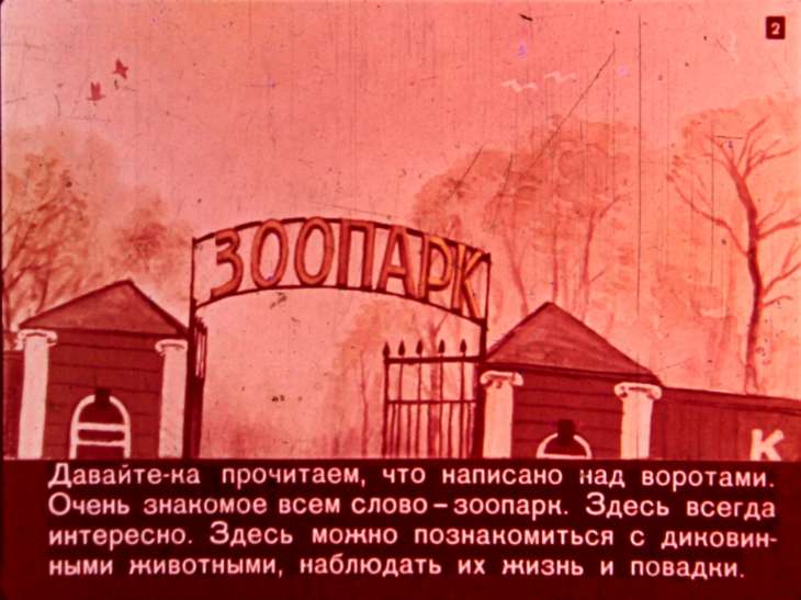 Кадр 2 диафильма «Едут звери в зоопарк»