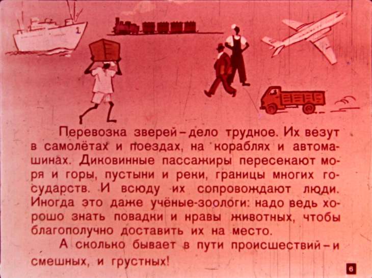 Кадр 6 диафильма «Едут звери в зоопарк»