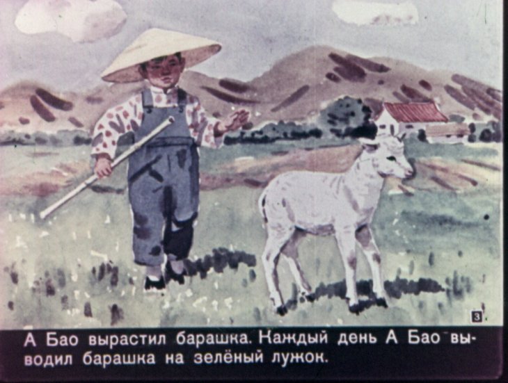 Кадр 3 диафильма «Новый костюм А Бао»