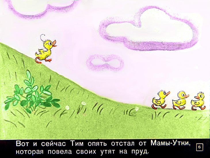 Кадр 5 диафильма «Знаменитый утенок Тим»