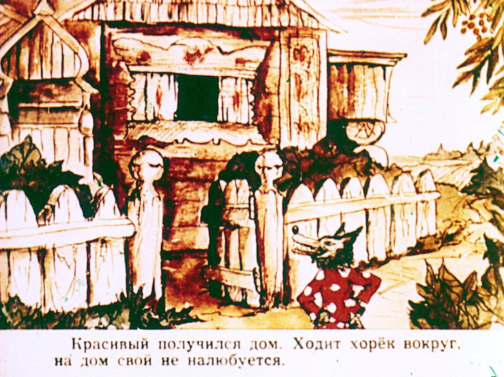 Кадр 7 диафильма «Как хорек волком нарядился»