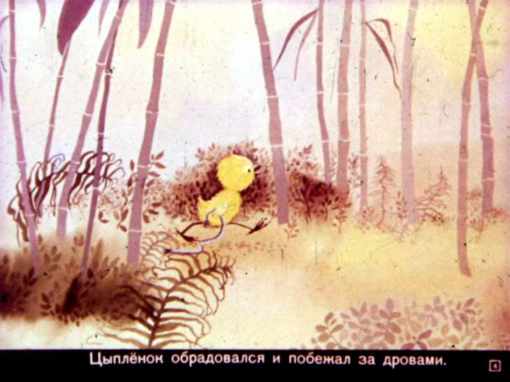 Кадр 4 диафильма «Цыпленок и кошка»