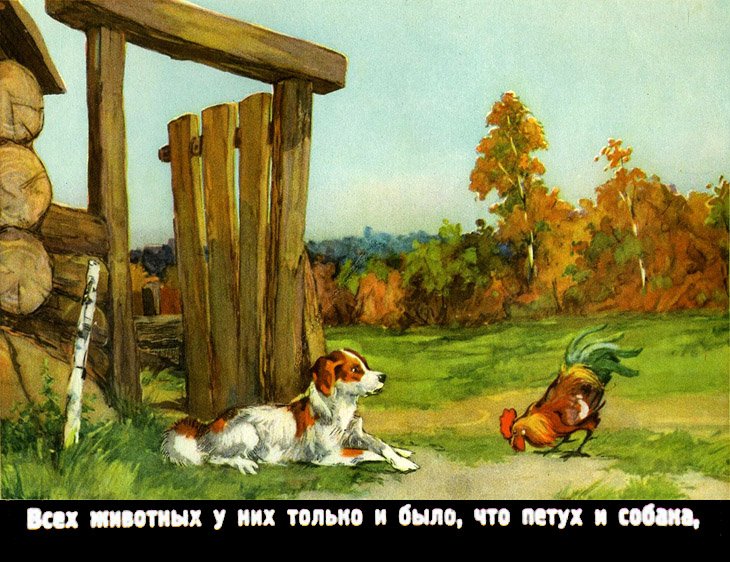 Кадр 4 диафильма «Петух и собака»