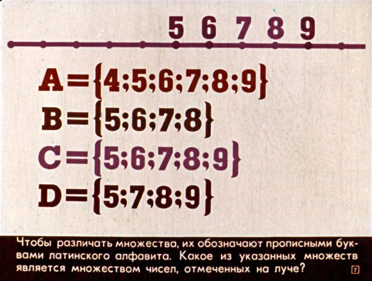 Кадр 7 диафильма «Множества. Множество решений неравенства»