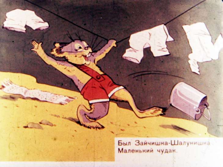 Кадр 4 диафильма «Зайчишка - шалунишка»
