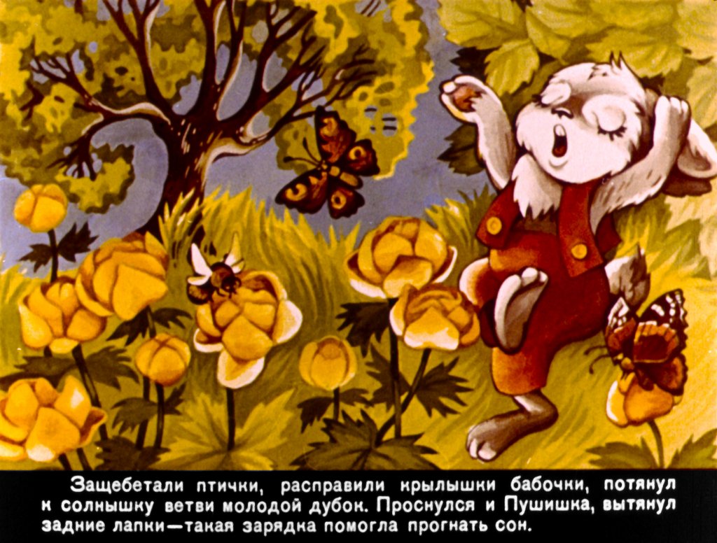 Кадр 6 диафильма «Как поживаешь, зайчишка Пушишка?»