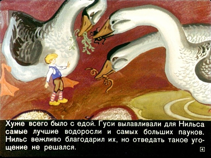 Кадр 4 диафильма «Чудесное путешествие Нильса с дикими гусями. Часть 2»
