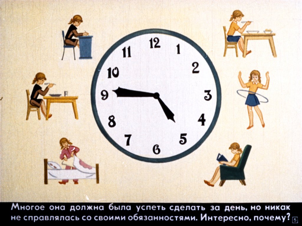 Кадр 5 диафильма «Режим дня школьника»