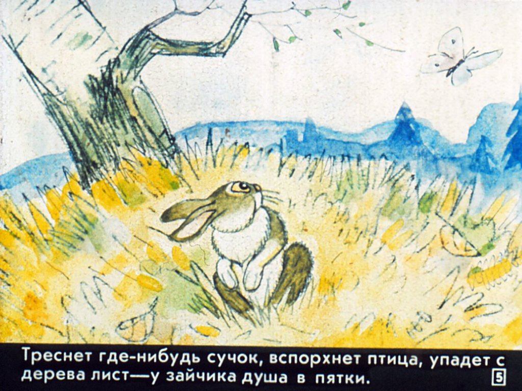 Кадр 5 диафильма «Сказка про храброго зайца»