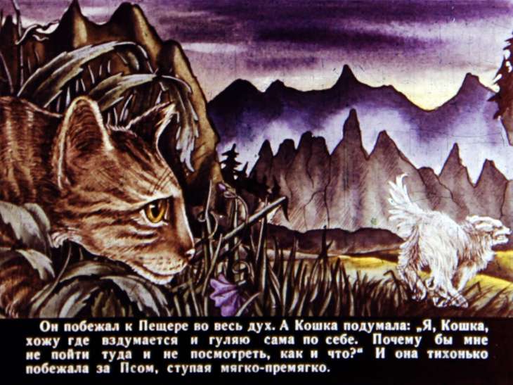 Кадр 6 диафильма «Кошка, которая гуляла сама по себе»