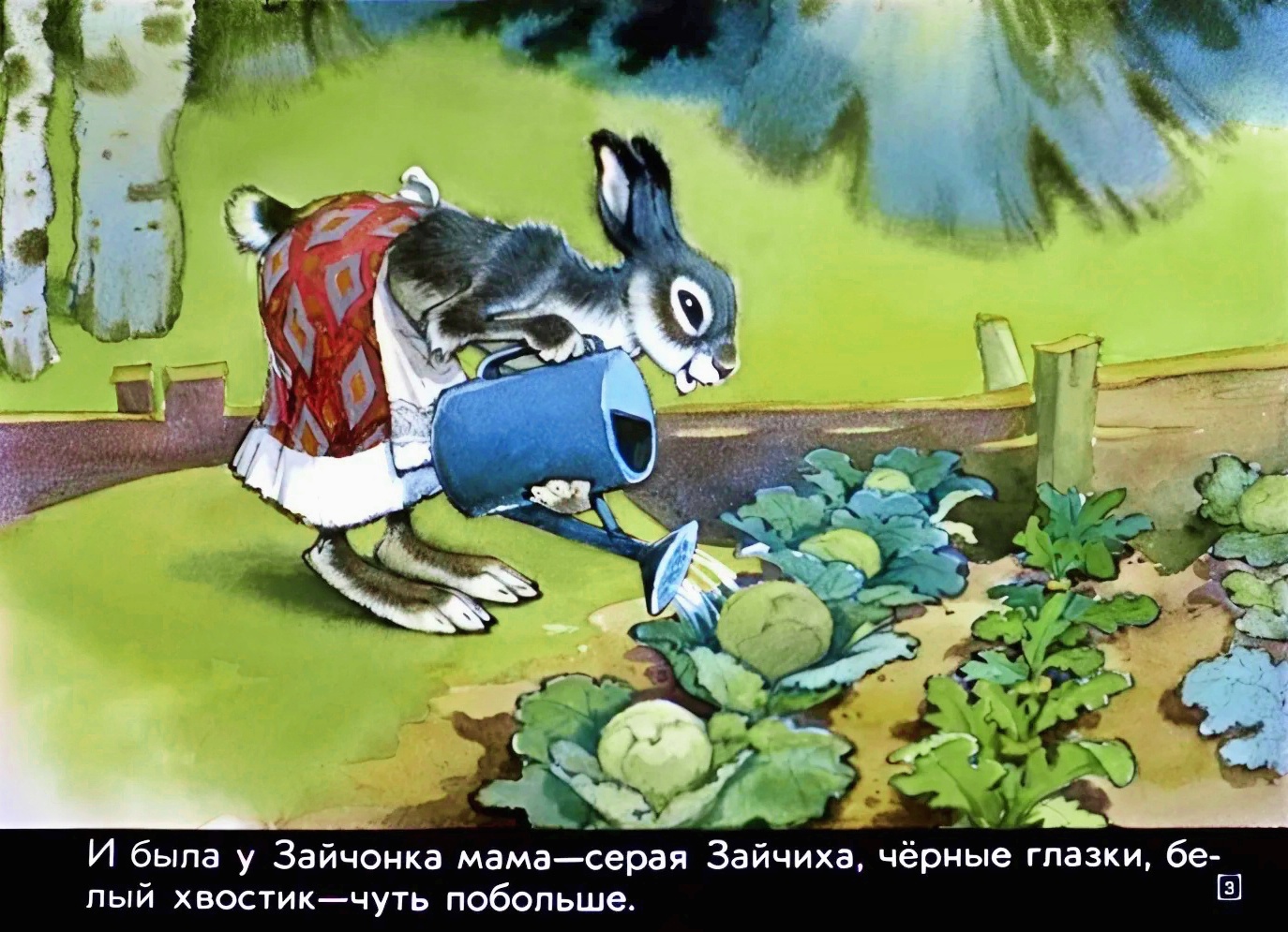 Кадр 3 диафильма «Зайчонок - черные глазки»