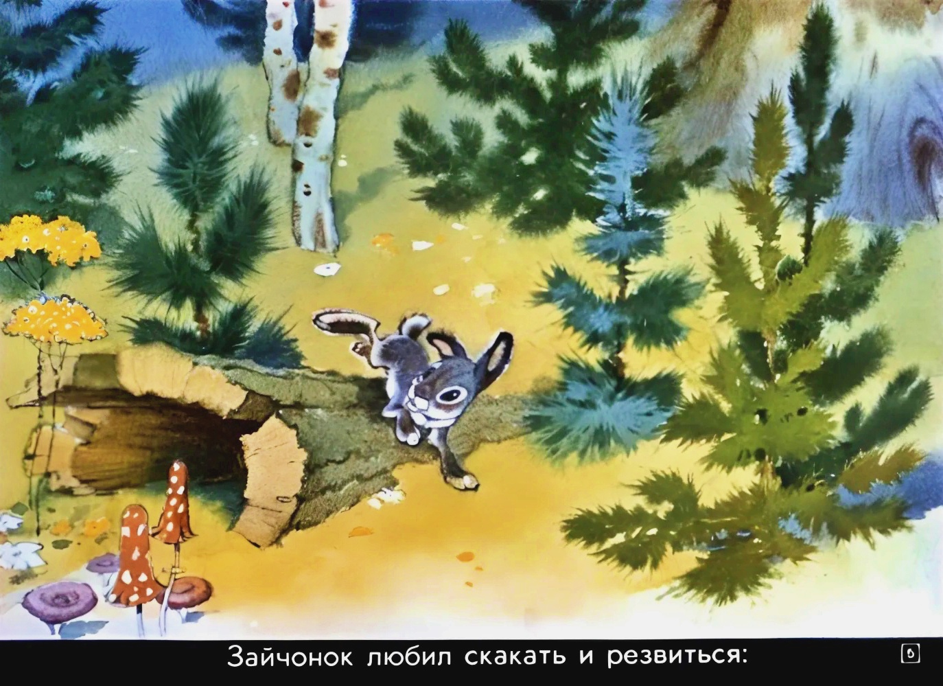 Кадр 5 диафильма «Зайчонок - черные глазки»