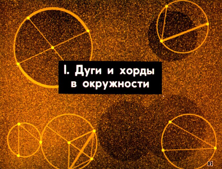 Кадр 2 диафильма «Дуги, хорды и зависимость между ними»
