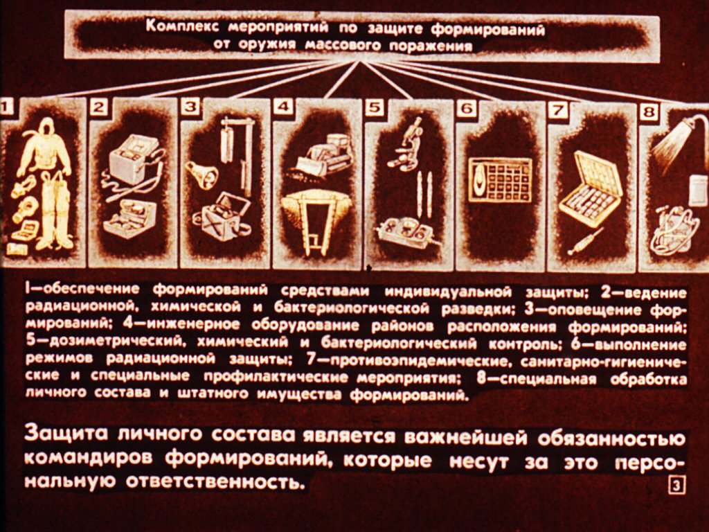 Кадр 3 диафильма «Защита формирований от оружия массового паражения»