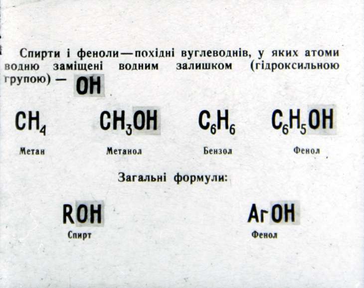 Кадр 2 диафильма «Спирты и фенолы»