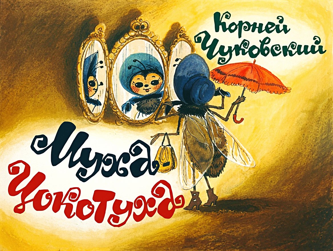 Кадр 1 диафильма «Муха-Цокотуха»