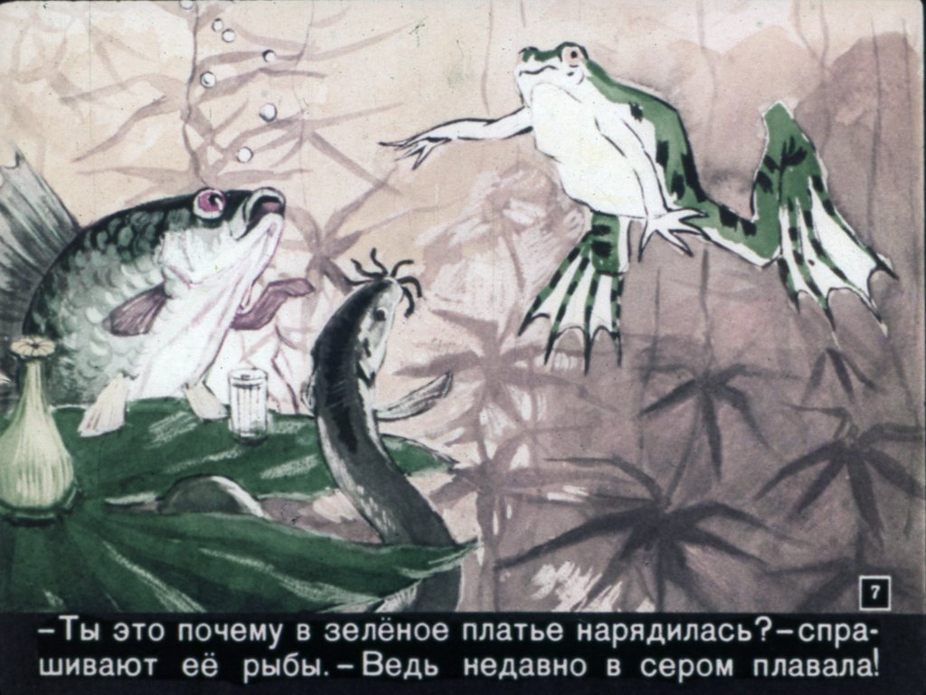 Кадр 6 диафильма «Почему рыбы стали нарядными»