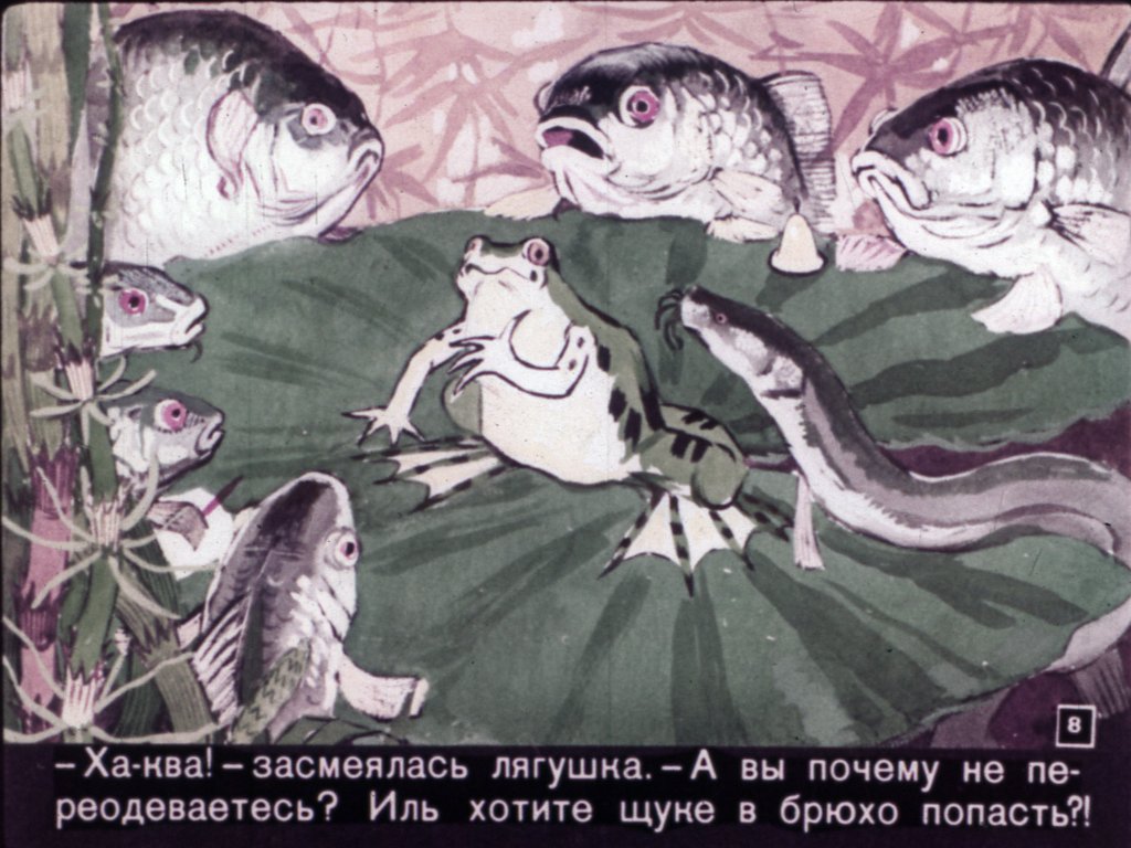 Кадр 7 диафильма «Почему рыбы стали нарядными»