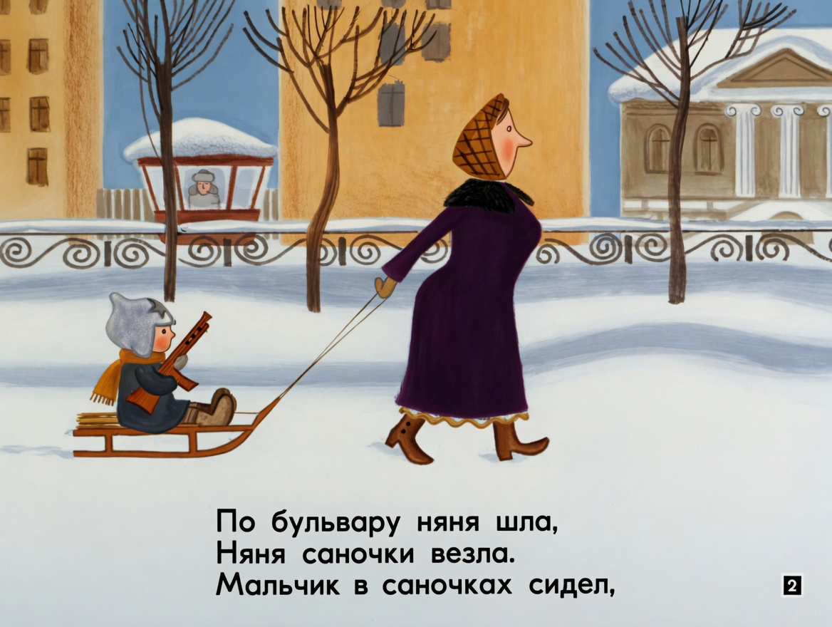 Кадр 2 диафильма «Рассеянная няня»