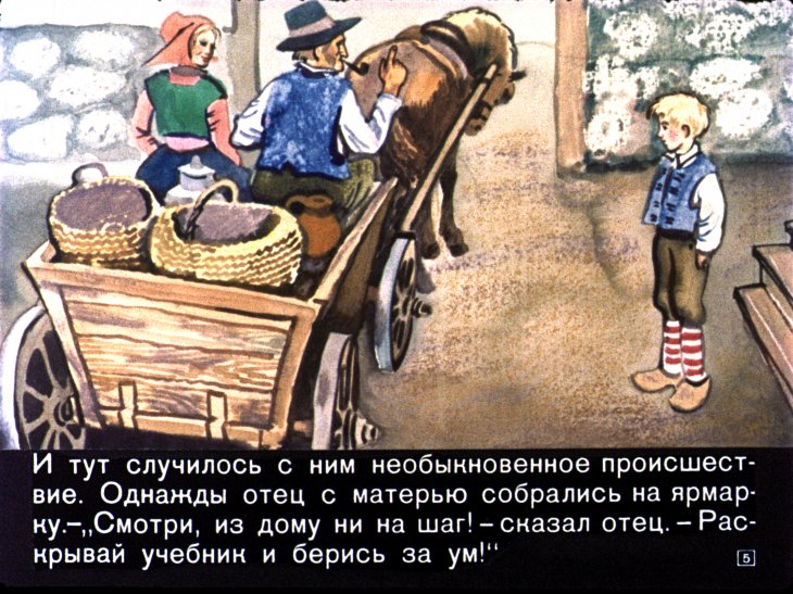 Кадр 5 диафильма «Чудесное путешествие Нильса с дикими гусями. Часть 1»