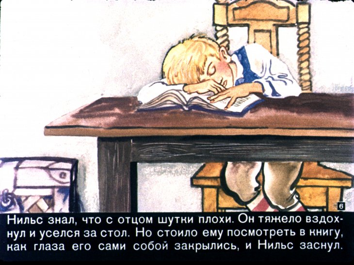 Кадр 6 диафильма «Чудесное путешествие Нильса с дикими гусями. Часть 1»