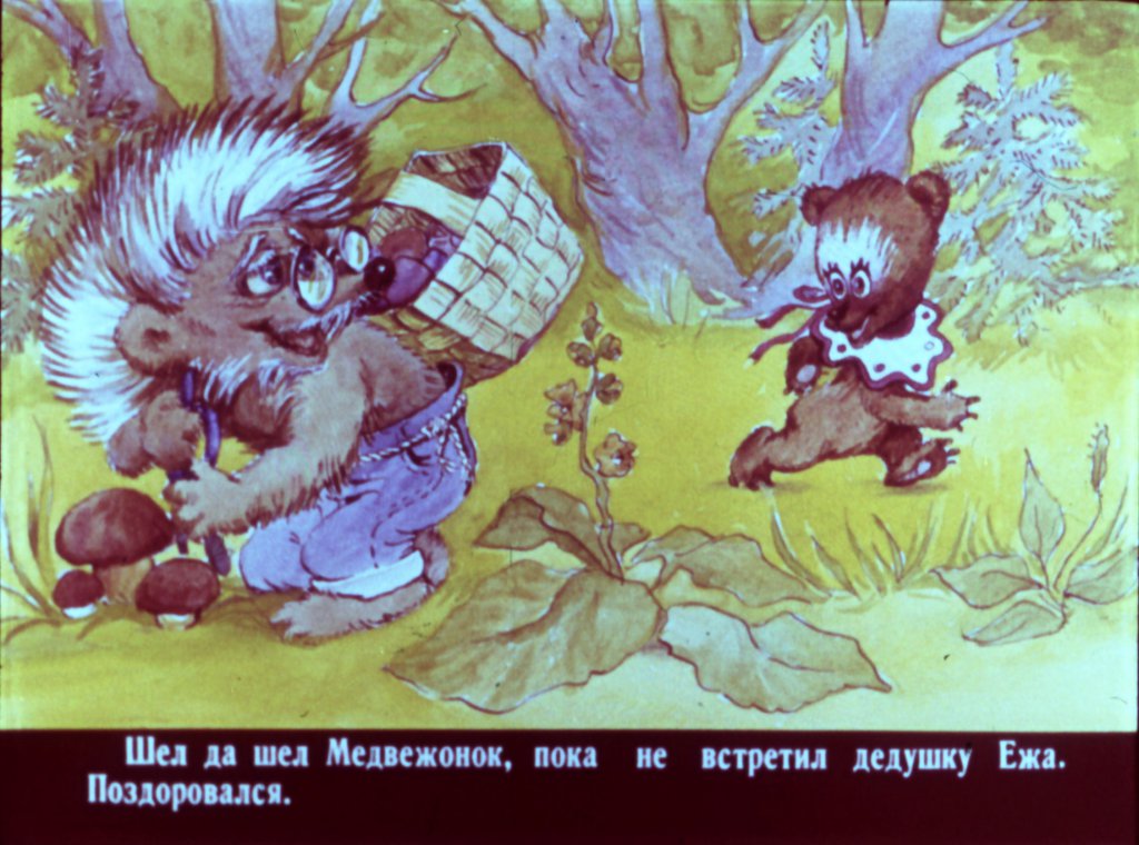 Кадр 6 диафильма «Медвежонок и тот, кто живет в речке»