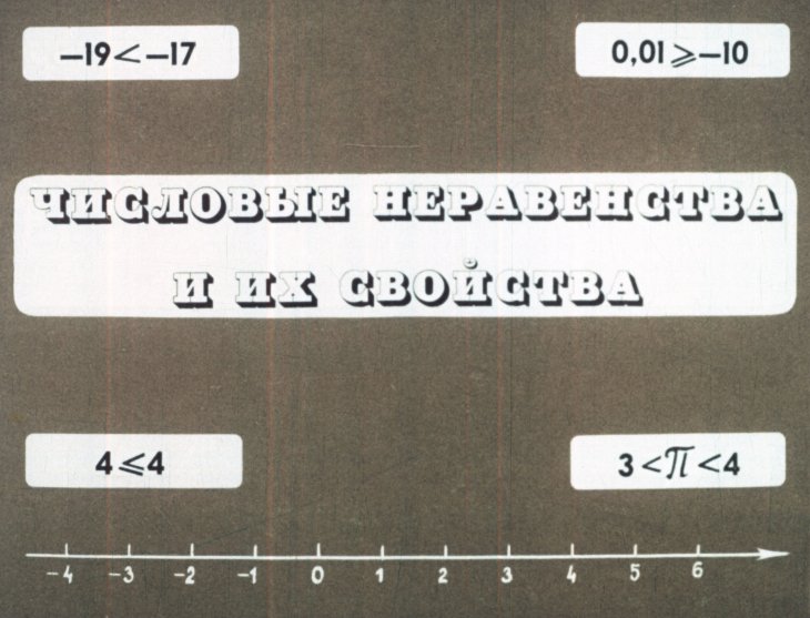 Кадр 1 диафильма «Числовые неравенства и их свойства»