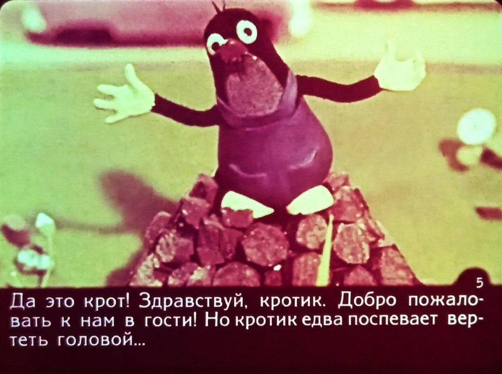 Кадр 5 диафильма «Как Крот машину водил»