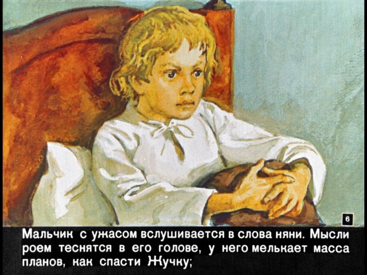 Кадр 6 диафильма «Тема и Жучка»