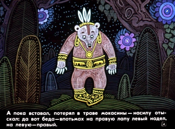 Кадр 4 диафильма «Как звери солнце добывали»