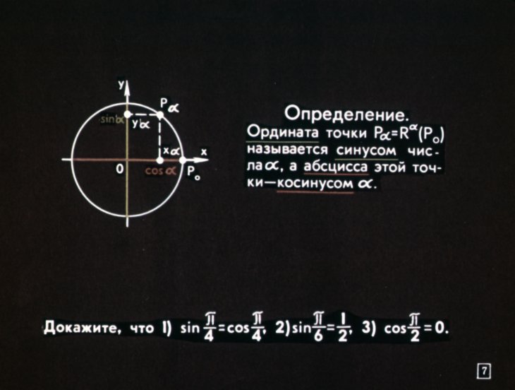 Кадр 7 диафильма «Тригонометрические функции»