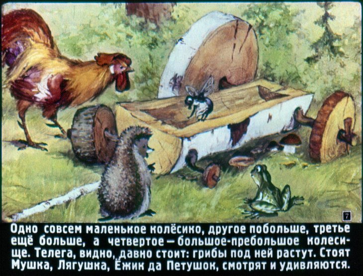 Кадр 7 диафильма «Разные колеса»