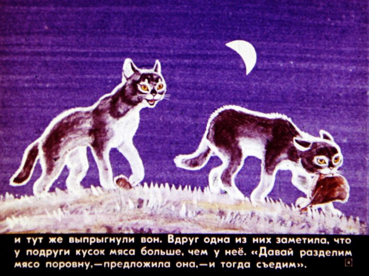 Кадр 4 диафильма «Как поссорились две кошки»