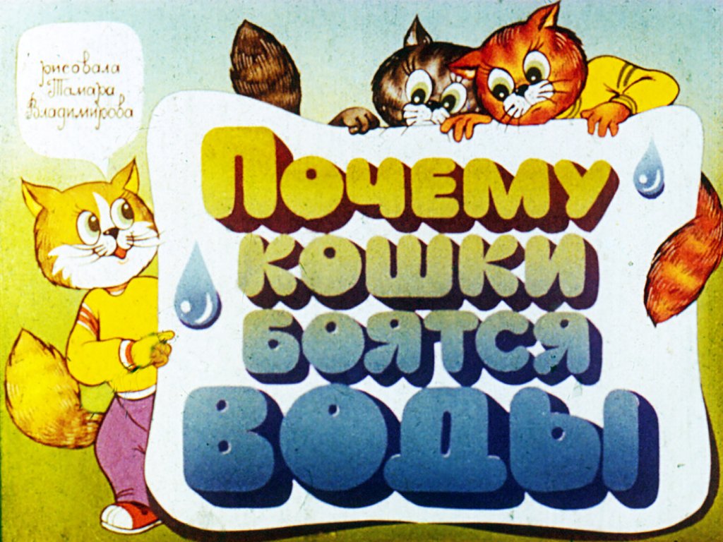 Кадр 1 диафильма «Почему кошки боятся воды»