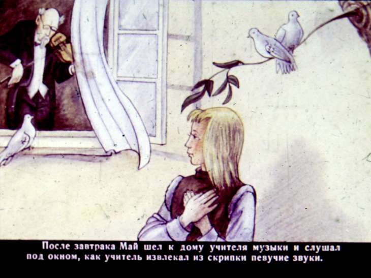 Кадр 7 диафильма «Необыкновенная история о чудесной свирели и зеленом петушке. Диафильм 1»