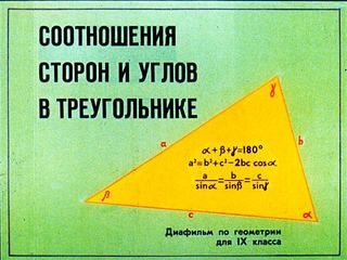 Диафильм «Соотношения сторон и углов в треугольнике» (1990), обложка